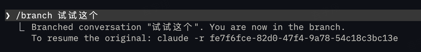 Claude Code /branch 命令创建对话分支