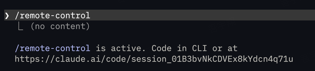 Claude Code remote-control 命令界面