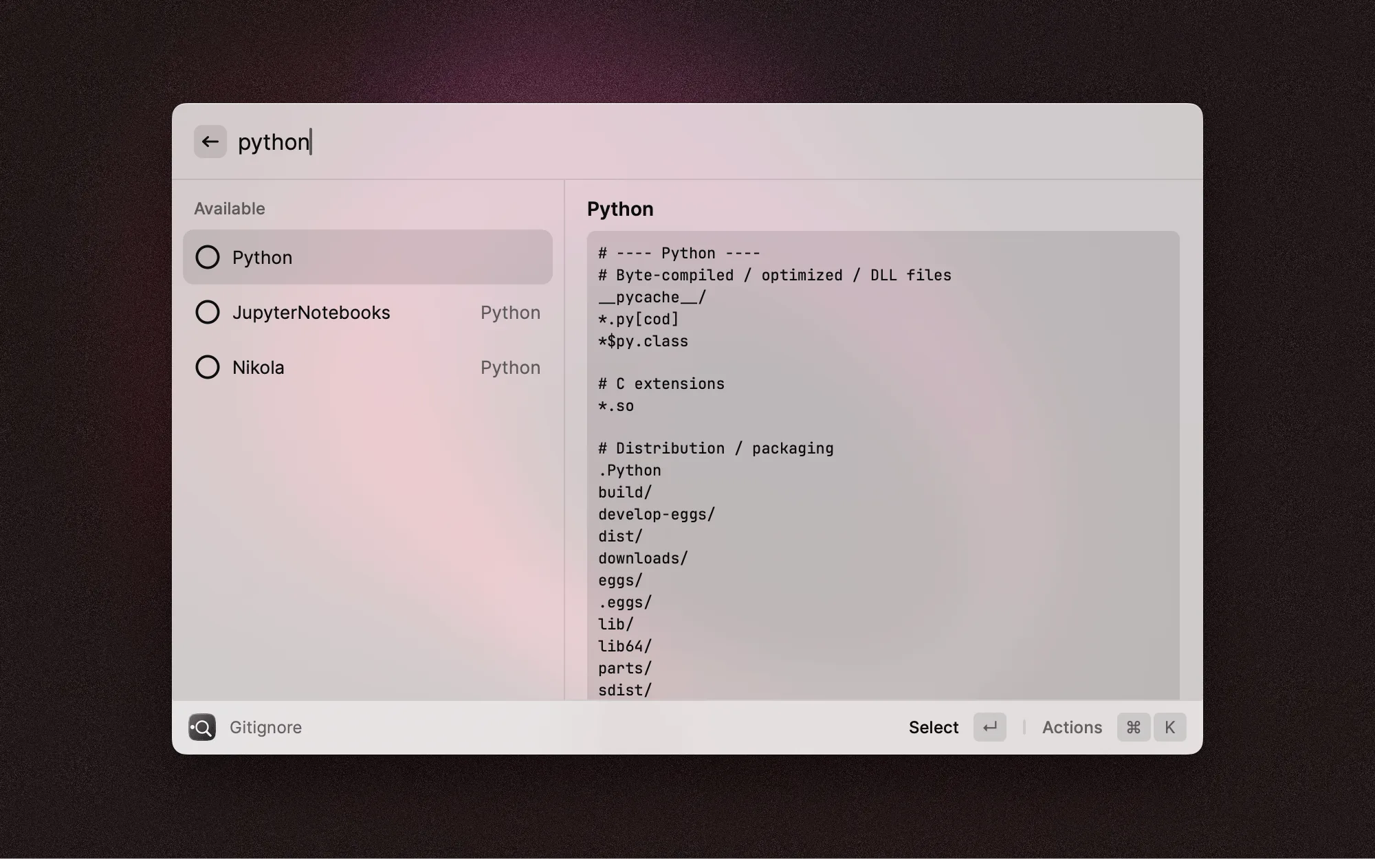 Gitignore screenshot 1