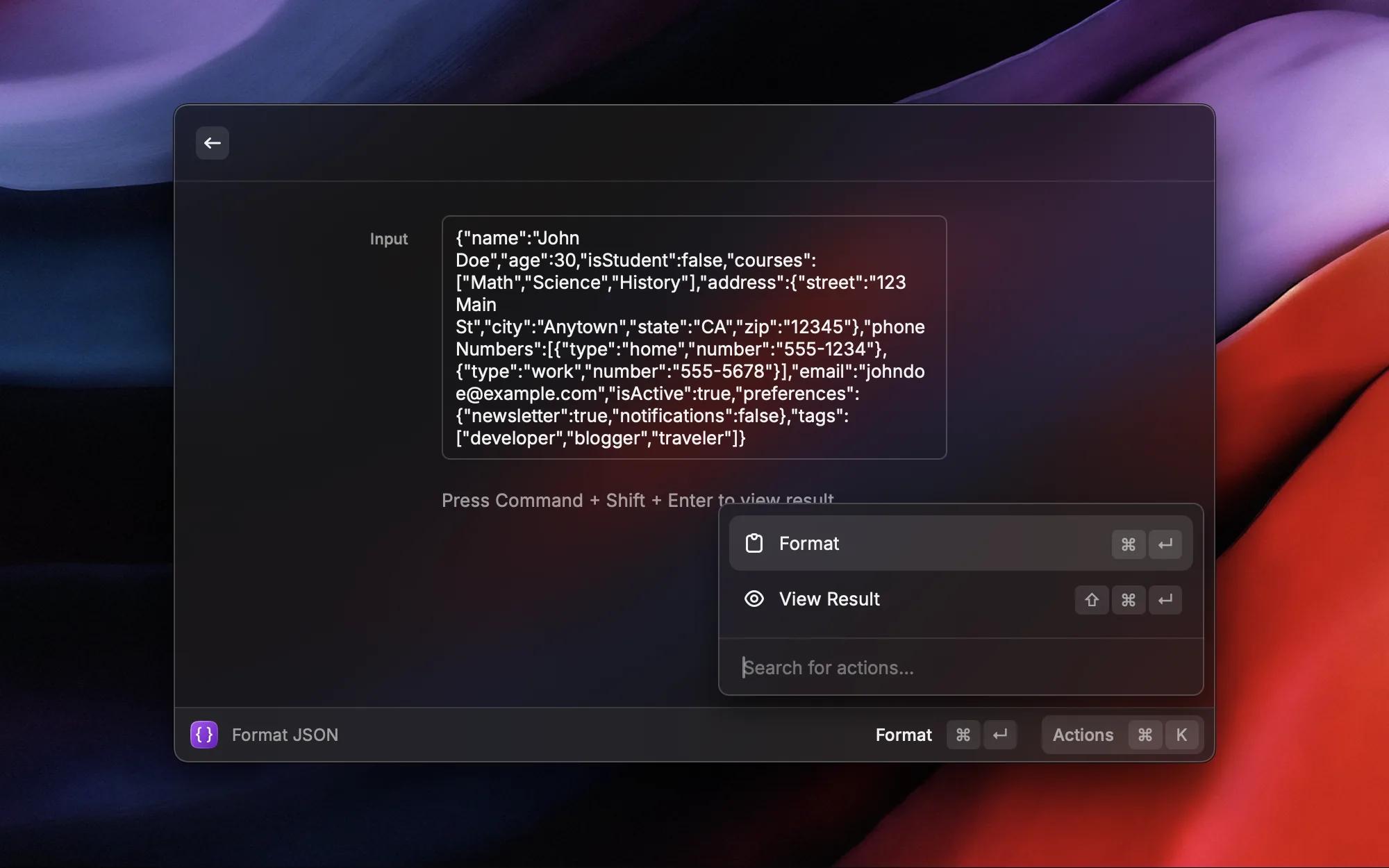 Format JSON screenshot 1